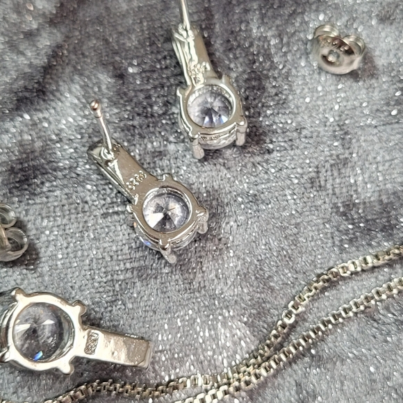 925S 18" Zircon Necklace with matching earrings - Picture 3 of 11
